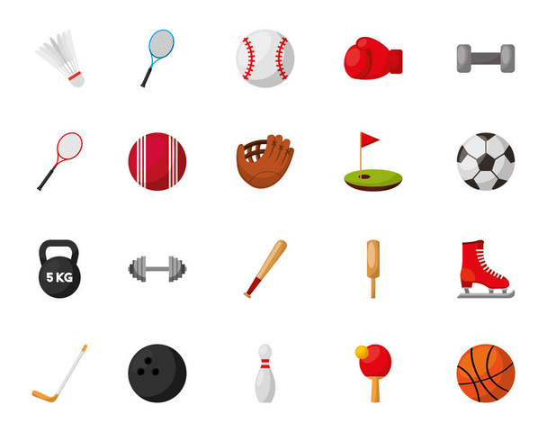 スポーツ用品アイコンのバンドル - ベクター画像
