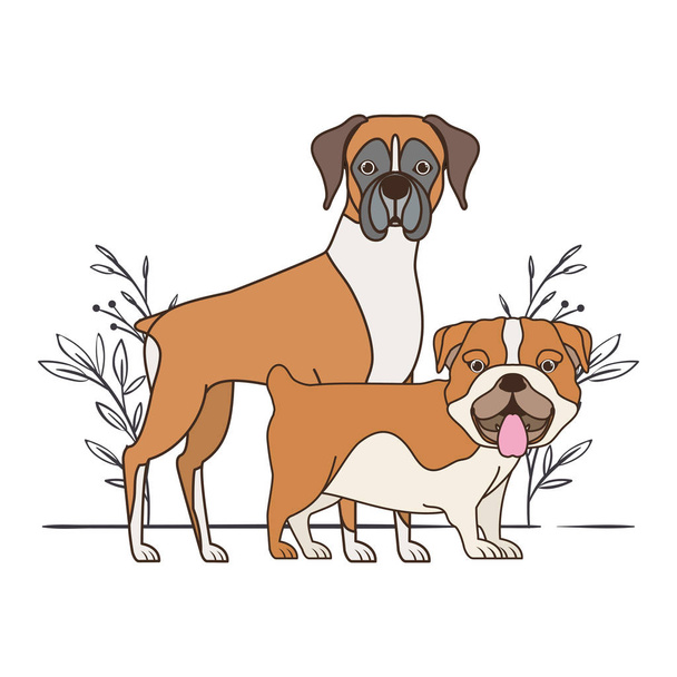 милі і чарівні собаки з фоном листя
 - Вектор, зображення