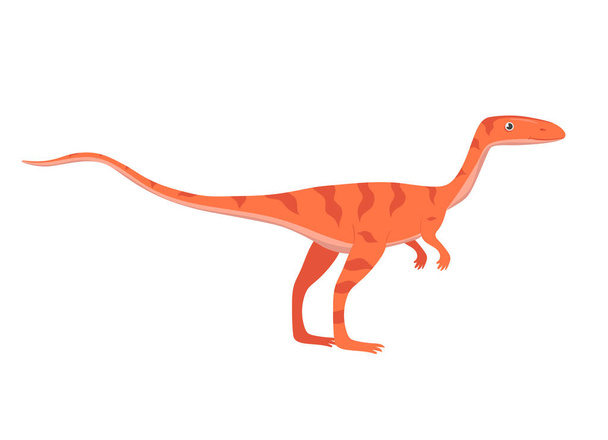 Velociraptor en estilo de dibujos animados aislado sobre fondo blanco. Gráficos vectoriales
. - Vector, imagen