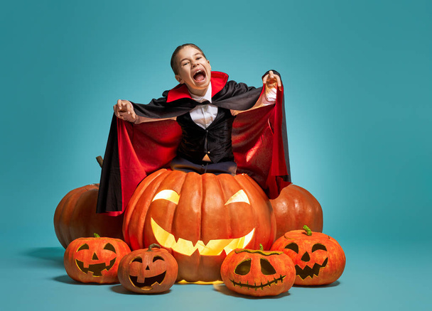 little Dracula with  pumpkins - Zdjęcie, obraz