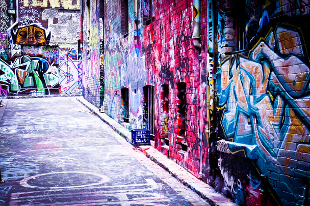 MELBOURNE - 9 de febrero: Arte urbano de artistas no identificados. El plan de gestión del graffiti de Melbourne reconoce la importancia del arte urbano en una cultura urbana vibrante
 - Foto, imagen