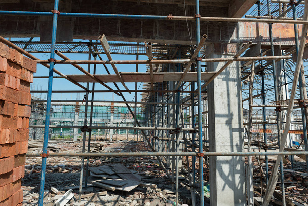 construction site with frames and scaffoldings - Fotó, kép