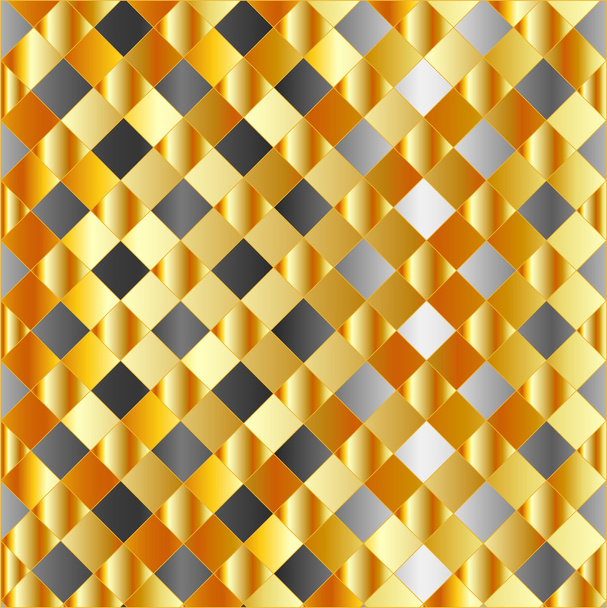 Gold and silver grid background - Vector, Image