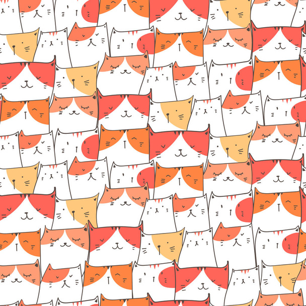 Cute cat seamless pattern background. Vector illustration for fabric and gift wrap paper design. - Vecteur, image