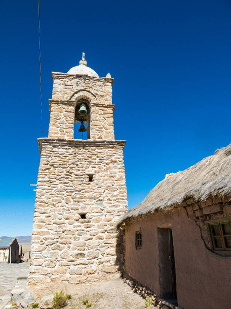 Stone church of the village of Sajama. The small Andean town of  - Photo, Image