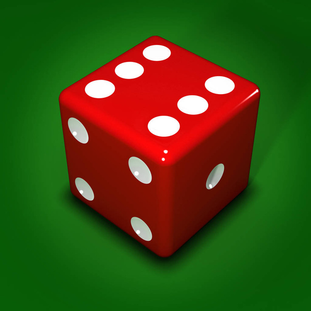 3d Red dice on green background - Photo, Image