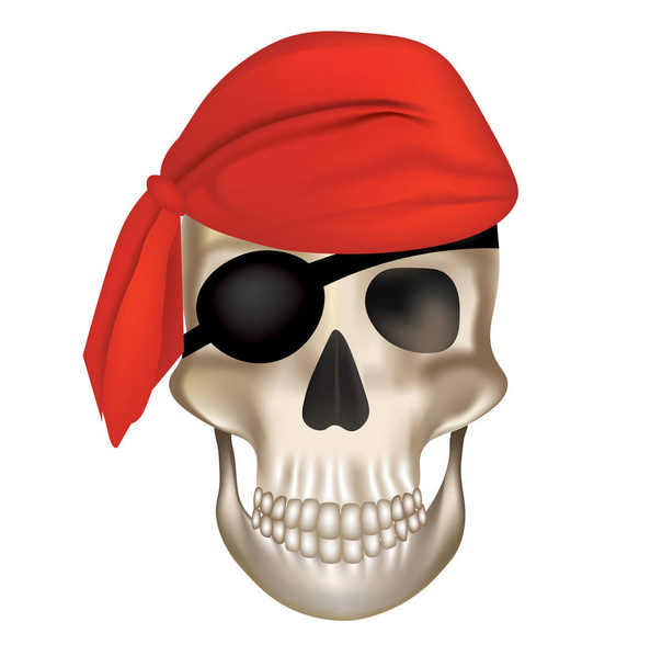 Crâne de pirate avec chapeau rouge
 - Vecteur, image