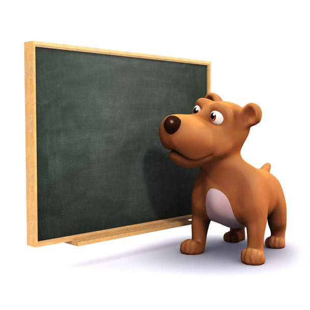 3d Puppy dog at the blackboard - Photo, Image