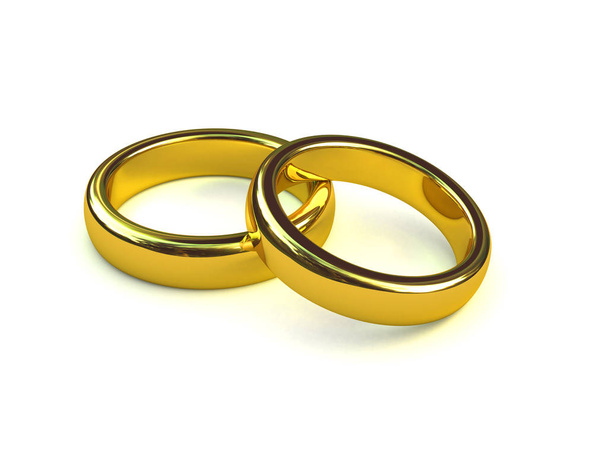 3D paar Gouden Verlovingsringen - Foto, afbeelding