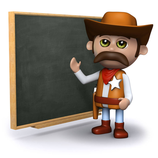 3d Cowboy sheriff enseña en la pizarra
 - Foto, imagen