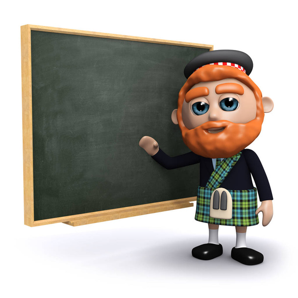 3d Scotsman kara tahtada öğretir - Fotoğraf, Görsel