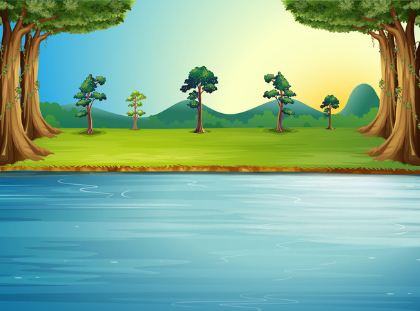 A forest with a river - Vector, Image