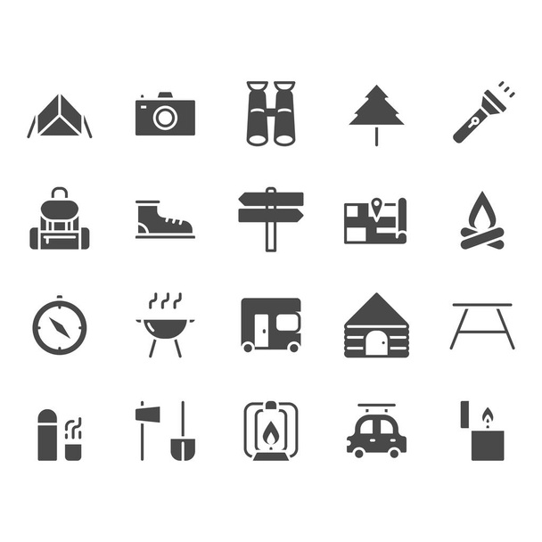 Ensemble d'icônes liées au camping et aux voyages
 - Vecteur, image