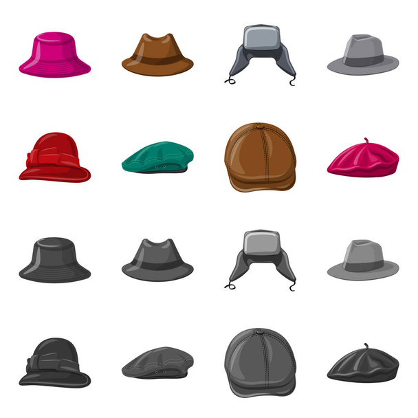 Isolated object of headgear and cap symbol. Collection of headgear and accessory vector icon for stock. - Vetor, Imagem