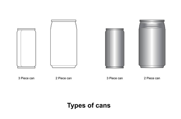 2ピース缶と3ピース缶は、白い背景に食品缶缶飲料缶をモックアップすることができます - ベクター画像