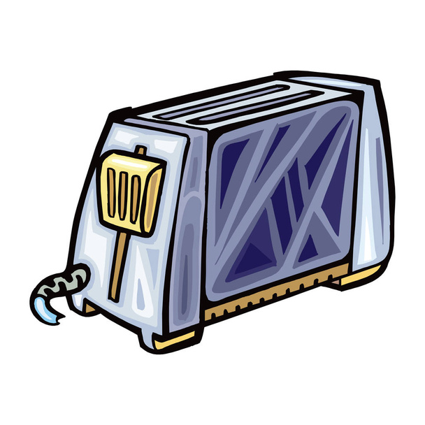 Steel toaster with two slices of bread, vector illustration in a flat style isolated on a white background - Vector, Image