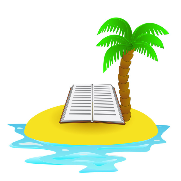 isla tropical solitaria con vector concepto de libro de verano
 - Vector, Imagen