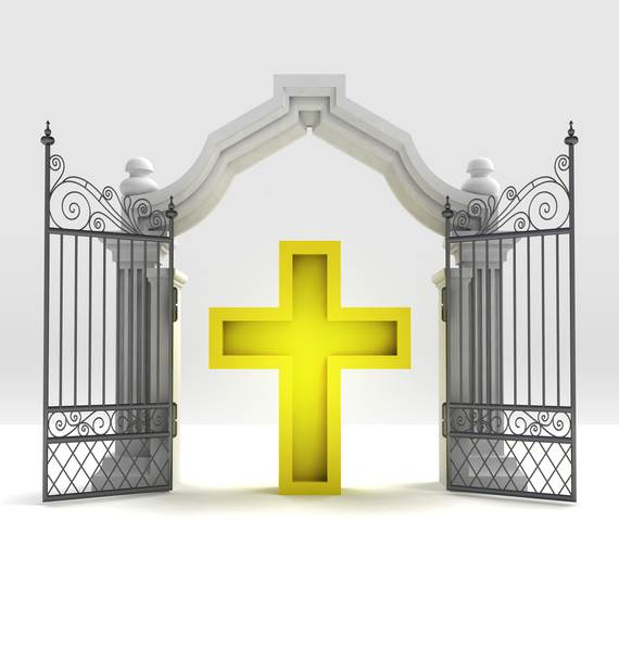 jumalallinen kultainen risti taivaallisessa portissa
 - Valokuva, kuva