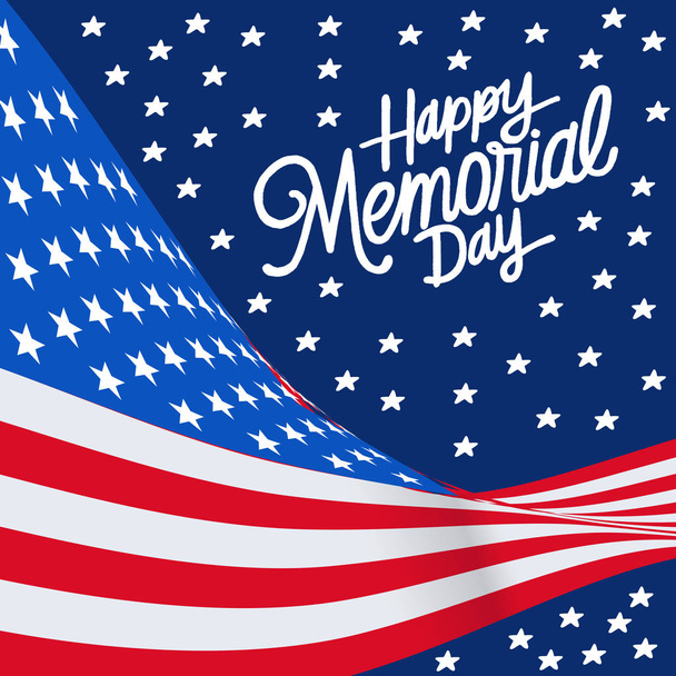 Memorial Day background with USA flag and lettering. Template for Memorial Day design. Vector EPS 10. - Vector, Image