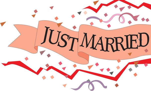 Just married hand lettering background for wedding cards and invitation. Vector illustration. - Vector, Image