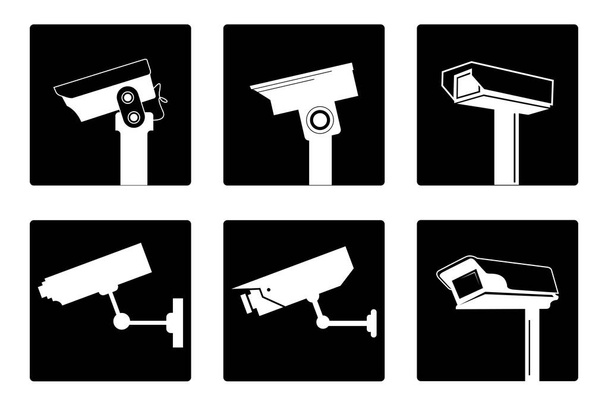 Video surveillance, new big set stickers, vector illustration - Vector, Image
