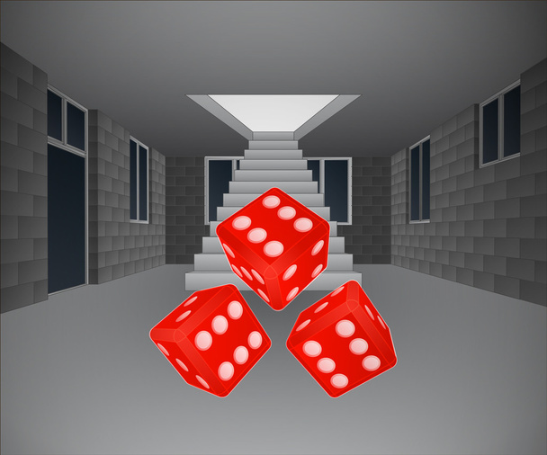 house interior with rolling dice downstairs vector - Vector, Image