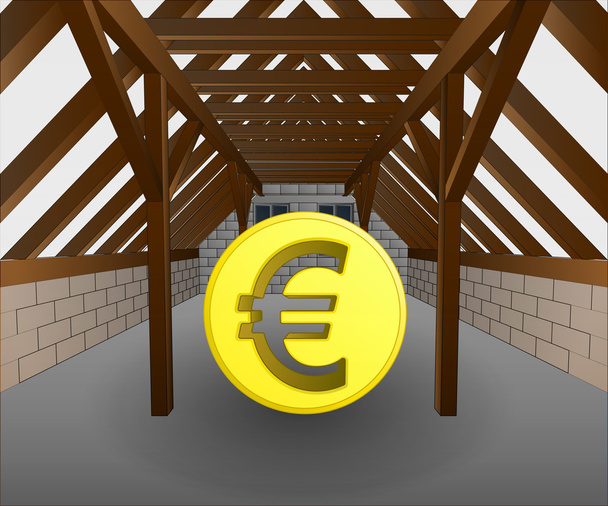 ático en construcción con euro moneda vector
 - Vector, Imagen