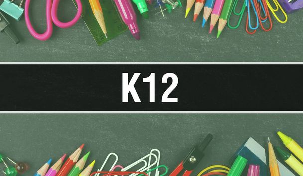k12 text napsaný na pozadí vzdělávání Back to School Conce - Fotografie, Obrázek