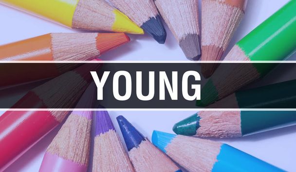 молодий концептуальний банер з текстурою з барвистих предметів освіти
 - Фото, зображення