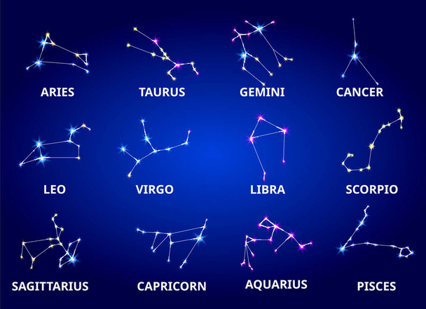 zestaw zodiaku horoskop kolekcja.   - Wektor, obraz
