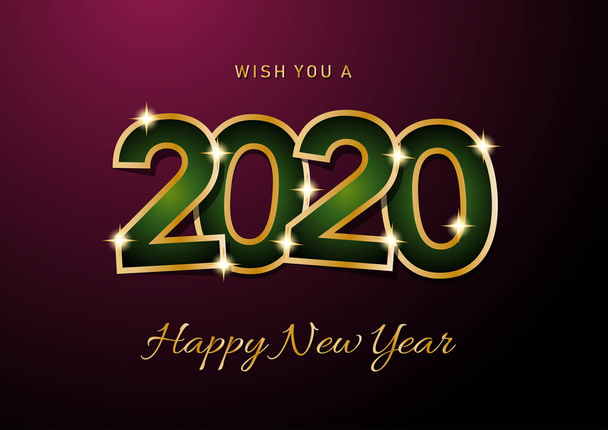 2020 Happy New Year viering kaart voor Kerstmis groeten of  - Vector, afbeelding