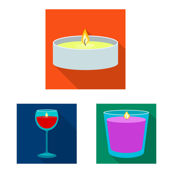 Isolated object of candlelight and decoration symbol. Collection of candlelight and flame vector icon for stock. - Vektor, kép