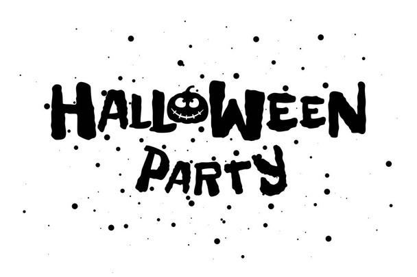 Happy Halloween party straszny święto tekst banner z Jack O Lantern upiorny dyni. Ilustracja karta pozdrowienie projekt szablon wektor zaproszenie - Wektor, obraz
