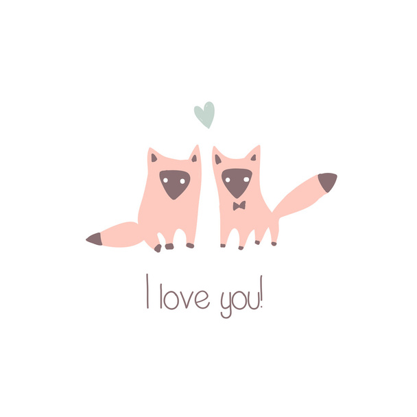 Two vector foxes in love - Вектор,изображение
