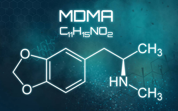 Fórmula química de MDMA em um fundo futurista
 - Foto, Imagem