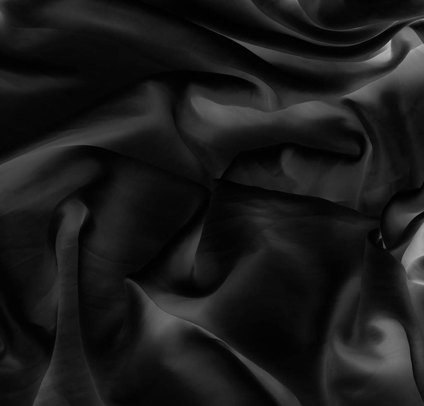 ラグジュアリーブラックソフトシルクフラットレイ背景テクスチャ、ホリデーグラモ - 写真・画像