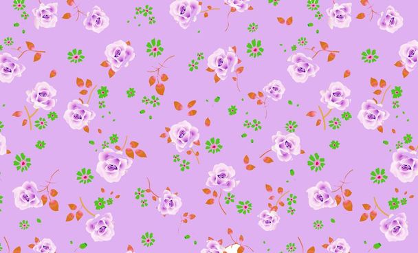 Kwiaty na fioletowym tle-styl projektowania ilustracji - Zdjęcie, obraz