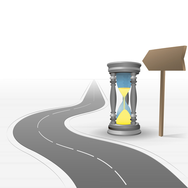 road leading to finish with sand-glass vector - Vector, Image