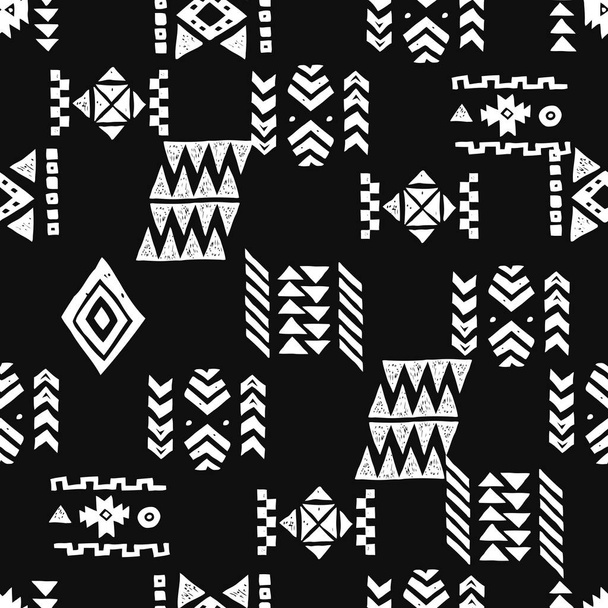 Seamless Ethnic pattern. Tribal vector abstract monochrome background - Вектор, зображення