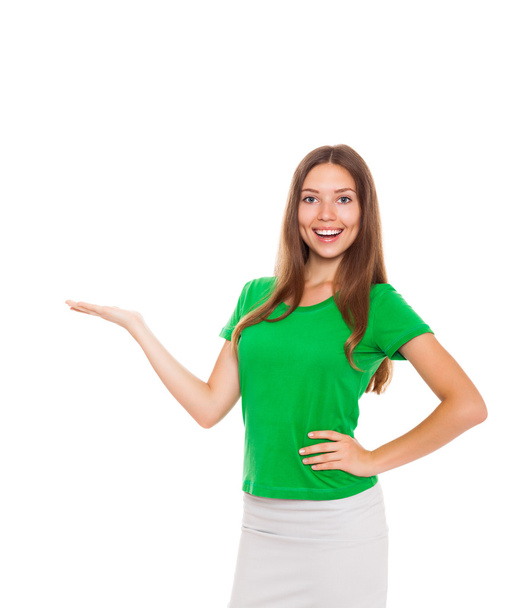 Young excited woman standing happy smiling - Foto, imagen