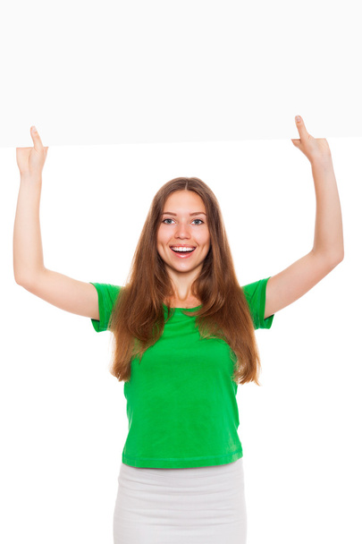 Happy smile woman holding sale poster - Photo, Image