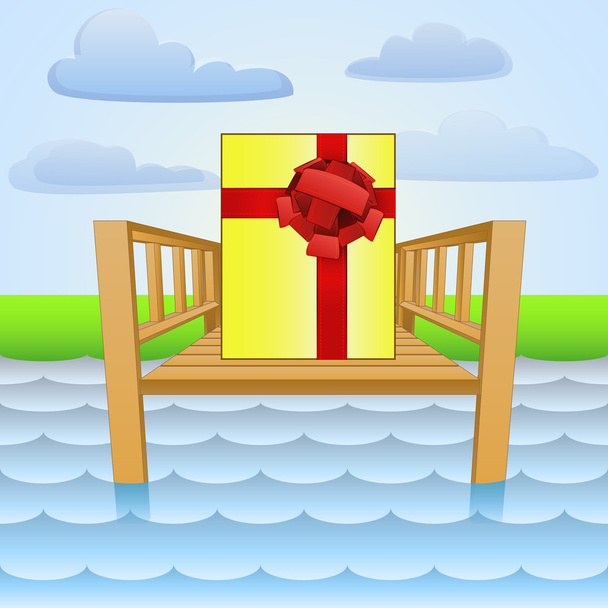 river pier with summer gift surprise vector - Vektor, obrázek