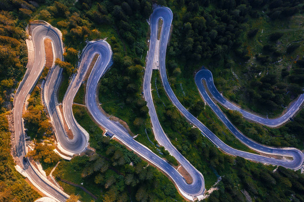 Aerial view of Maloja Pass road in Switzerland - Photo, Image