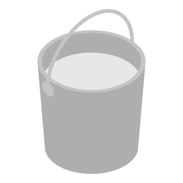 Milk bucket icon, isometric style - Vektör, Görsel