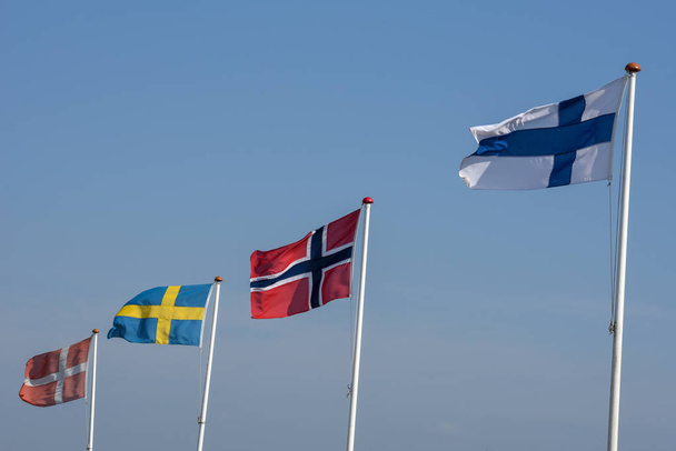 Banderas de los países escandinavos
 - Foto, Imagen