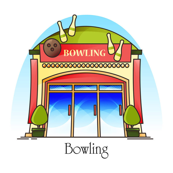Bowling club or house. Facade or front view - Vector, Image