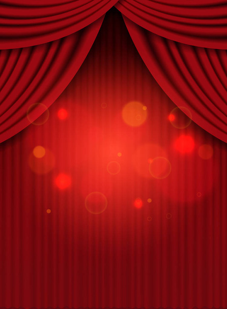 赤いカーテンの背景。プレゼンテーション、コンサート、sのためのデザイン - ベクター画像