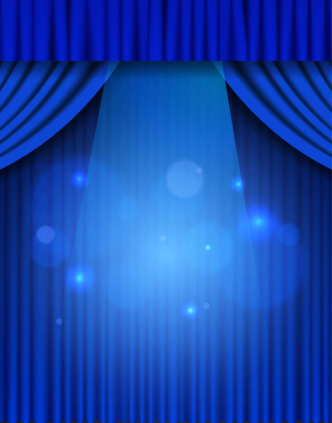 Achtergrond met blauw theater gordijn - Vector, afbeelding