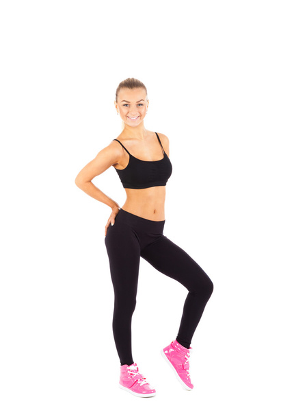 young healthy smile girl athletic muscle body - Foto, immagini