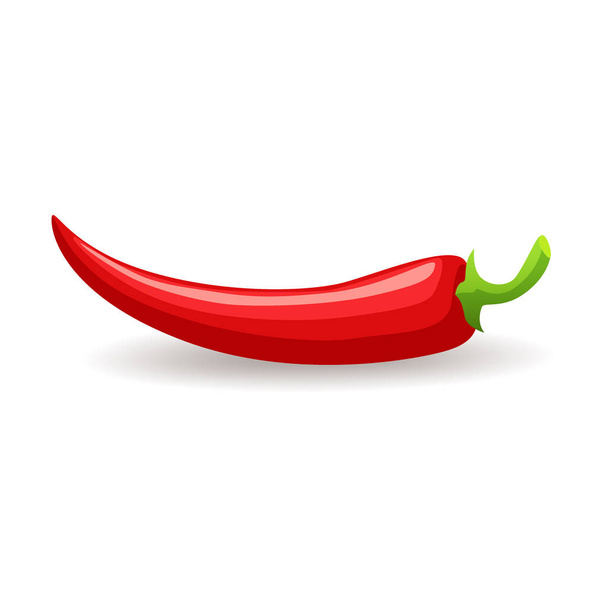 Single red chili pepper on white background, bitter spicy hot - Vector, Imagen